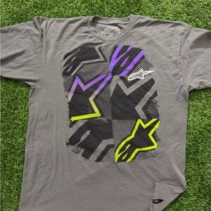 Alpinestars Gray Tee with Vibrant Star Graphic Sz XL
